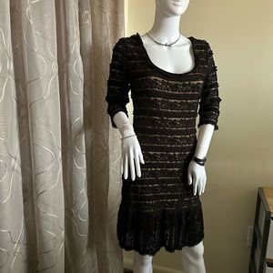 Max Edition black lace dress with tan lining